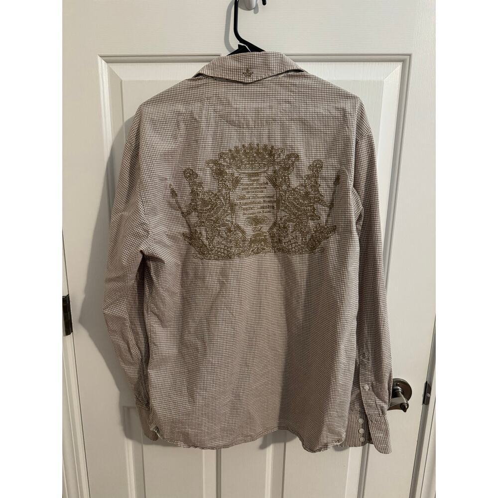 English Laundry Mens 100% Cotton Button Down Shirt Embroidered Crest Brown L - Picture 10 of 10